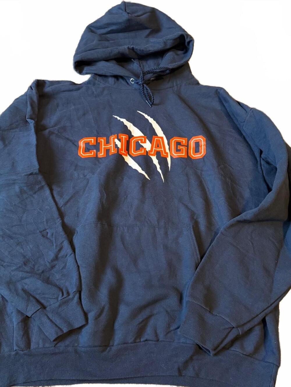 Chicago Navy Pullover Hoodie Size Large Claw Graphic Sportswear Y2K Streetwear